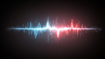 AI Voice Assistant Visualized as Glowing Waveform in Blue and Red Tones