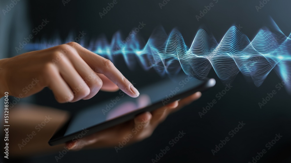 Poster user interaction with ai through digital communication on a tablet device