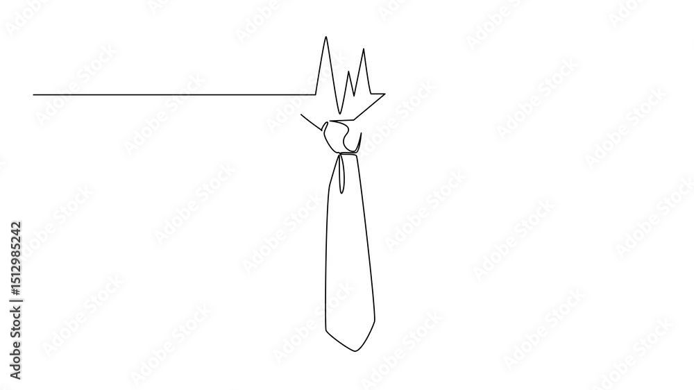 Aufkleber animated self drawing of single continuous line drawing work tie with heart impulse in the middle. s