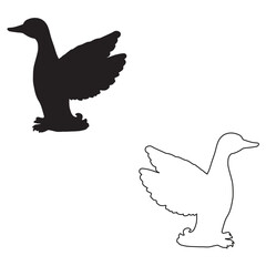 Goose silhouette, Goose vector, Goose illustration, silhouette, set icon, silhouette, Goose icon