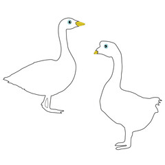 Goose silhouette, Goose vector, Goose illustration, silhouette, set icon, silhouette, Goose icon