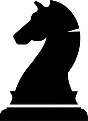 Sleek and modern silhouette of a chess knight piece illustrating strategy and classic board games competitions.