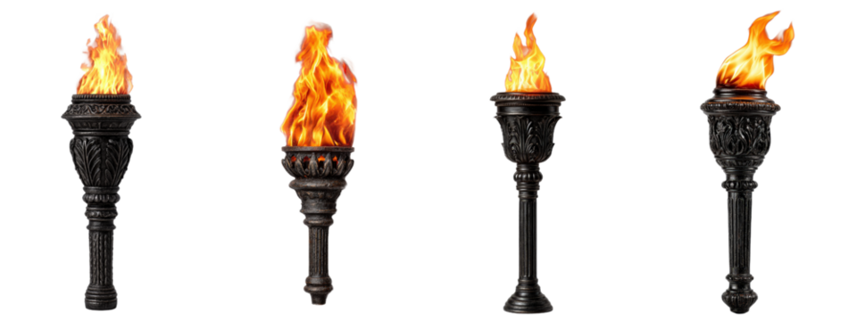 Vibrant Flames in Decorative Torches for Outdoor Events and Celebrations