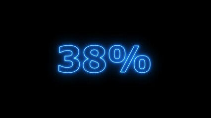 38% progress. glowing 38 percent number illustration. 