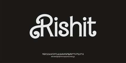 Rishit premium luxury elegant alphabet letters and numbers. Elegant wedding typography classic serif font decorative vintage retro. Creative vector illustration	