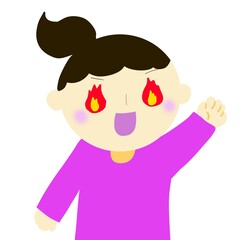 闘志を燃やす女性