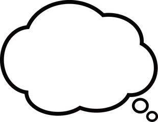 雲の形をしたふきだし。吹き出しの先端が丸くなっている。