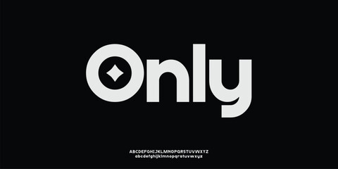 Only modern alphabet. Dropped stunning font, type for futuristic logo, headline, creative lettering and maxi typography. Minimal style letters with yellow spot. Vector typographic design	