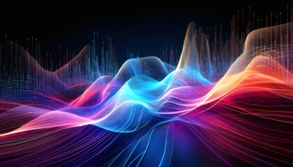 Holographic Data Streams Abstract Design of Translucent Ribbons and Flowing Information