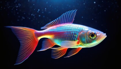 Fototapeta premium Vibrant Holographic Fish Surreal Aquatic Art