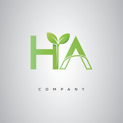 HA Natural Leaf Monogram Logo – Elegant Eco-Friendly Initial Design for Creative Branding & Organic Businesses