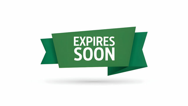 A green banner with the words expires soon in white text on a white background for advertisement use