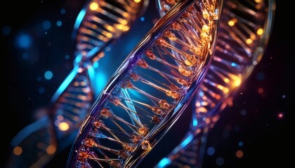 Futuristic DNA Helix  Biotech, Science, and Genetic Engineering Visualization