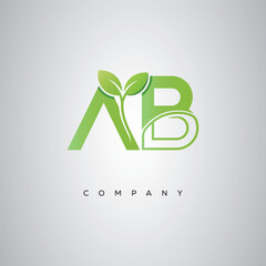 AB Natural Leaf Monogram Logo – Elegant Eco-Friendly Initial Design for Creative Branding & Organic Businesses