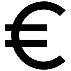 Clean euro symbol vector graphic isolated on white background