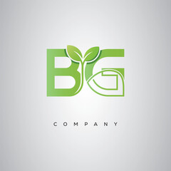 BG Natural Leaf Monogram Logo – Elegant Eco-Friendly Initial Design for Creative Branding & Organic Businesses