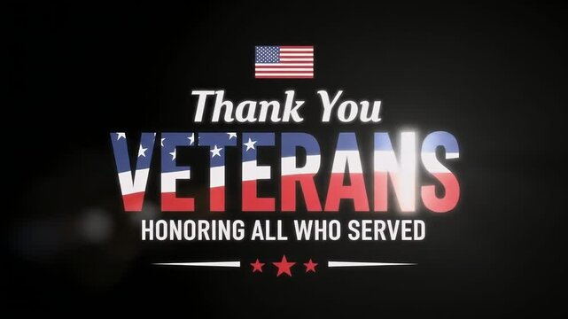 Thank You Veterans Patriotic Tribute Graphic with American Flag — Honoring All Who Served Military Service - Powered by Adobe