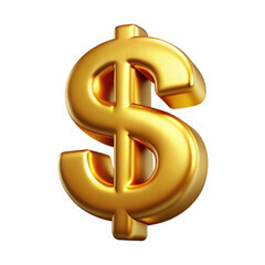 Obraz premium Golden Dollar Sign Symbol 3d icon in cartoon plastic style minimal isolated on transparent white background, clipping path