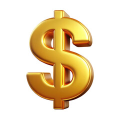 Obraz premium Golden Dollar Sign Symbol 3d icon in cartoon plastic style minimal isolated on transparent white background, clipping path