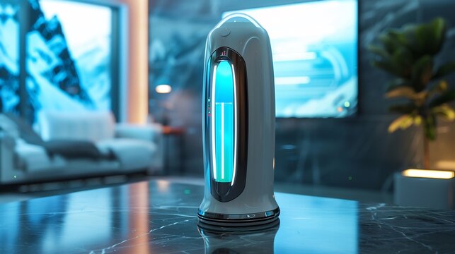 Futuristic toothpaste dispenser automatically formulating a personalized blend based on user needs sleek digital display background
