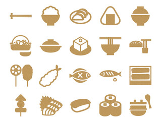 和食メニューアイコンのセット_コルク模様