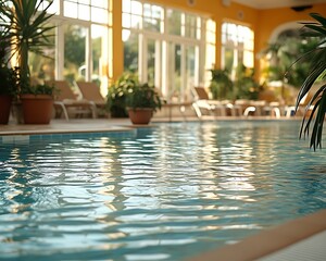 Indoor pool with sunbeams