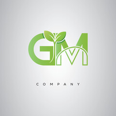 GM Natural Leaf Monogram Logo – Elegant Eco-Friendly Initial Design for Creative Branding & Organic Businesses