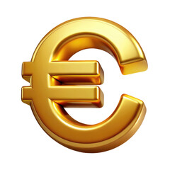 Obraz premium Golden Euro Sign Symbol 3d icon in cartoon plastic style minimal isolated on transparent white background, clipping path