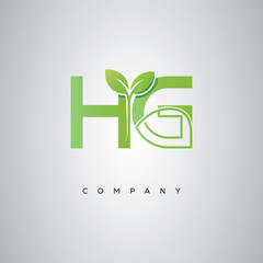 HG Natural Leaf Monogram Logo – Elegant Eco-Friendly Initial Design for Creative Branding & Organic Businesses