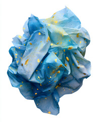A blue and gold piece of fabric with gold specks on it