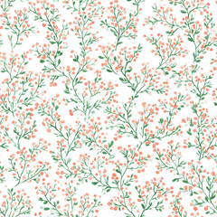 A floral pattern with pink and green leaves
