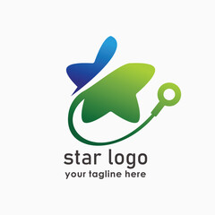 star and health logo concept, medical logos design vector, kids healthy logos