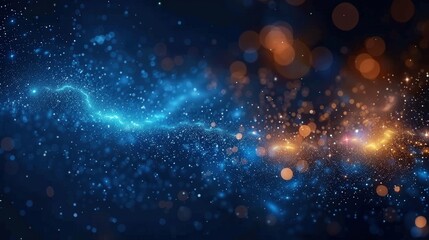 Beautiful abstract artwork with glowing particles forming a cosmic background, filled with light.