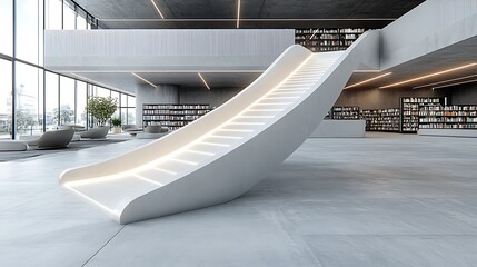 Architectural vision of a modern library with a unique slide feature design