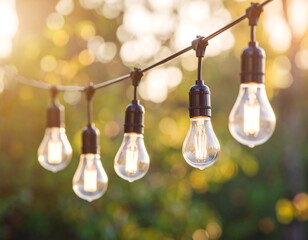 Outdoor string lights in sunlight