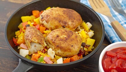 Fototapeta premium pork chops with potatoes