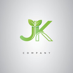 JK Natural Leaf Monogram Logo – Elegant Eco-Friendly Initial Design for Creative Branding & Organic Businesses