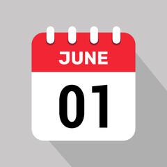 calendar 1 june icon vector illustration date background graphic design.