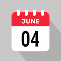 calendar 4 june icon vector illustration date background graphic design.