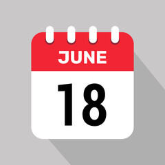 calendar 18 june icon vector illustration date background graphic design.