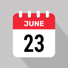calendar 23 june icon vector illustration date background graphic design.