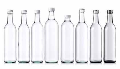wo glass bottles standing side by side isolated on white background