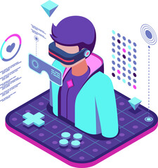 Isometric Metaverse Avatar with Neon Outfit