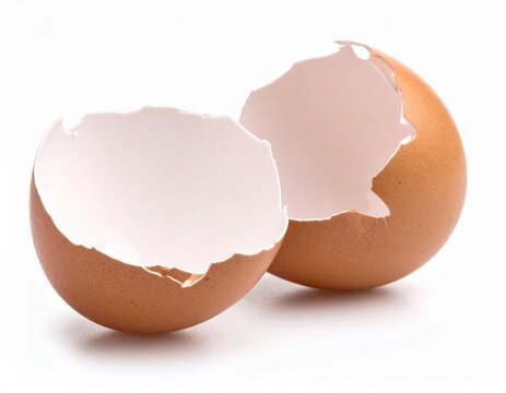 Empty broken egg shell isolated on white background 