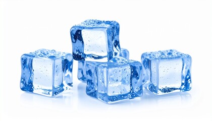 Ice cubes in blue isolated on white background 