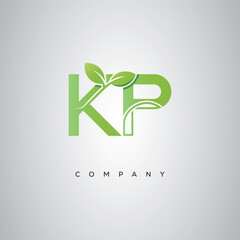 KP Natural Leaf Monogram Logo – Elegant Eco-Friendly Initial Design for Creative Branding & Organic Businesses