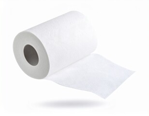 Fototapeta premium Roll of paper kitchen towels flying isolated on white background