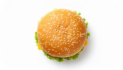 Zinger burger top view isolated on white background