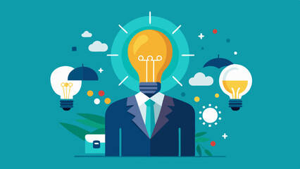 Illustration of a lightbulb head business professional
