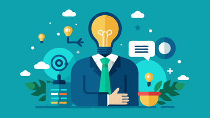 Illustration of a businessman with a lightbulb head